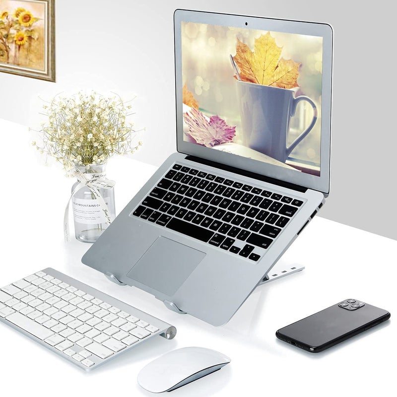 Avinya 6 Angles Adjustable Laptop Stand FoldUp Adjustable Ventilated Portable Holder for Desk Aluminum Foldable Ergonomic Compatibility with up to 156inch Laptop All Mac Tab and Mobile - Image 5