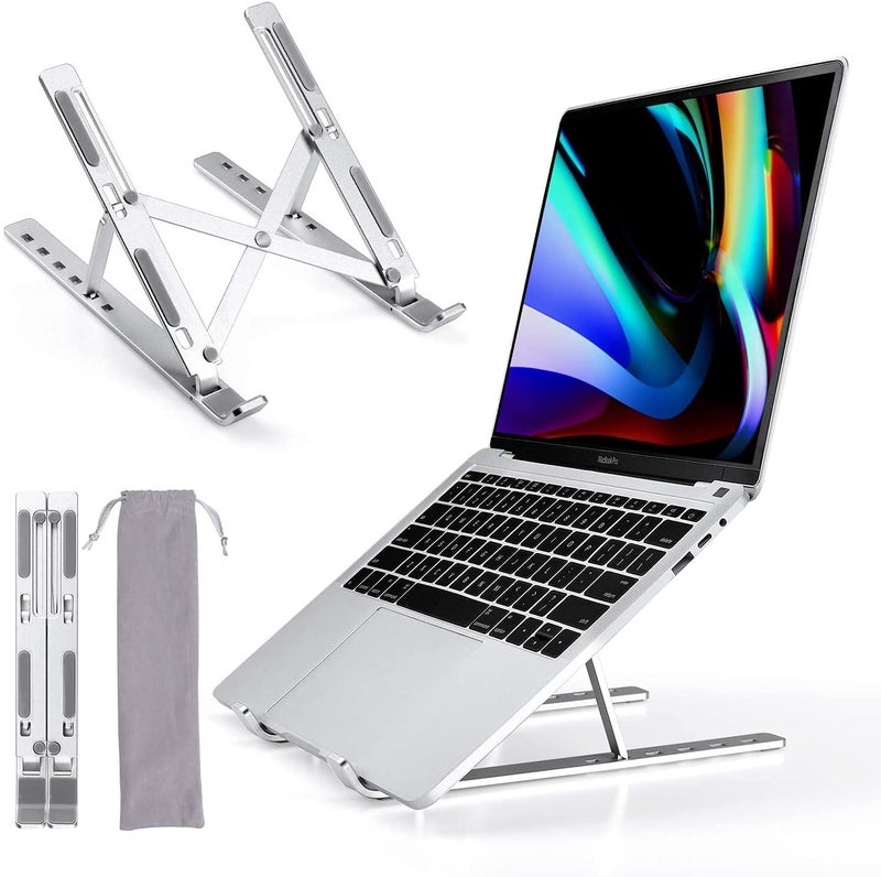 Avinya 6 Angles Adjustable Laptop Stand FoldUp Adjustable Ventilated Portable Holder for Desk Aluminum Foldable Ergonomic Compatibility with up to 156inch Laptop All Mac Tab and Mobile - Image 1