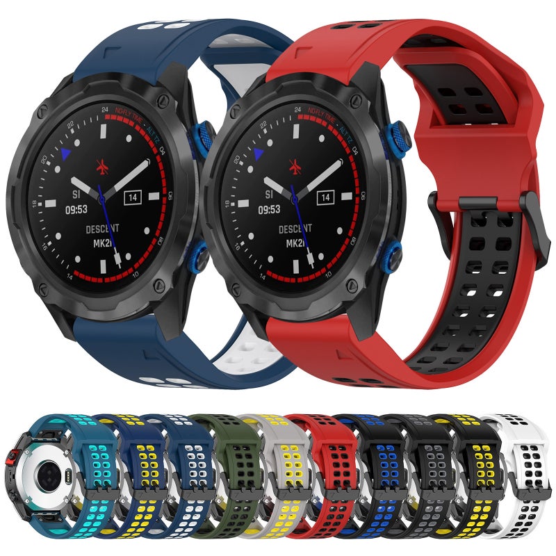 S-TOP For Garmin Fenix 6X Pro Two Color Reverse Buckle 26mm Silicone Watch Band(Army Green+Black) - Image 3