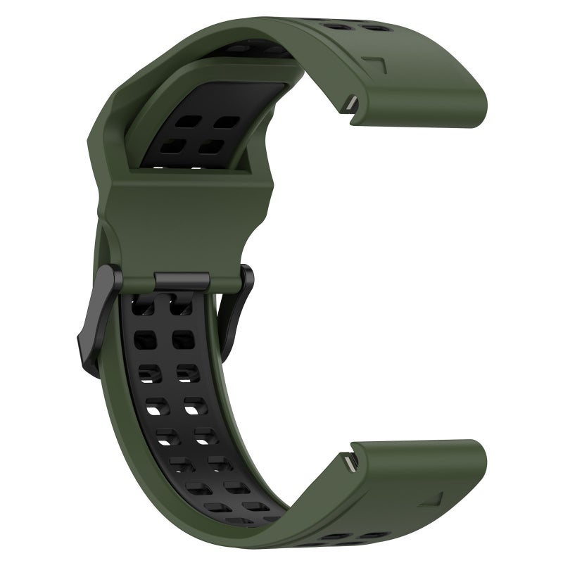 S-TOP For Garmin Fenix 6X Pro Two Color Reverse Buckle 26mm Silicone Watch Band(Army Green+Black) - Image 2