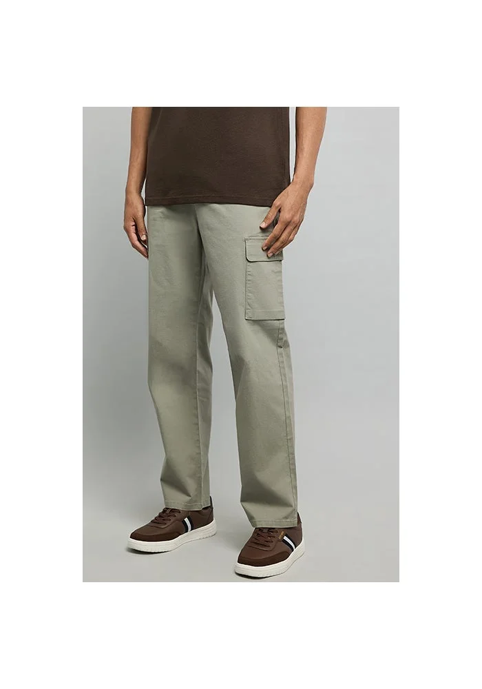 R&b  Solid Cargo Pants with Drawstring Waist for Men | Best Price UAE