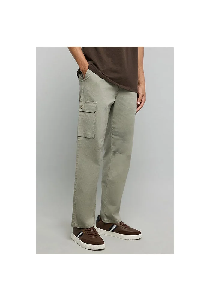 R&b  Solid Cargo Pants with Drawstring Waist for Men | Best Price UAE