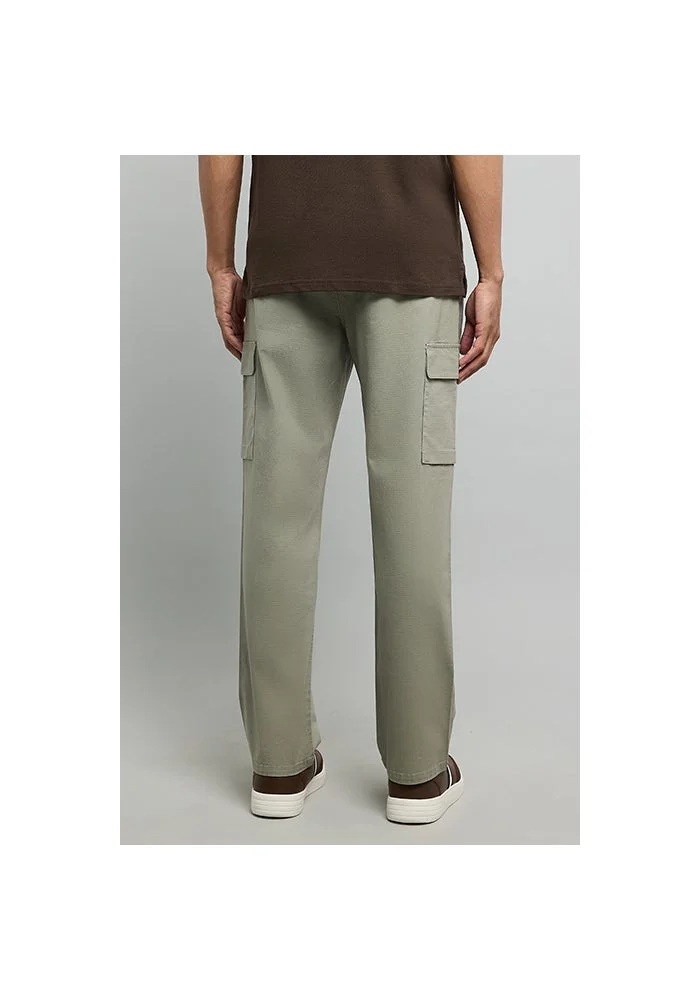 R&b  Solid Cargo Pants with Drawstring Waist for Men | Best Price UAE