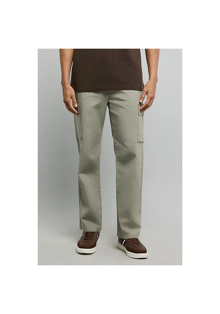 Solid Cargo Pants with Drawstring Waist