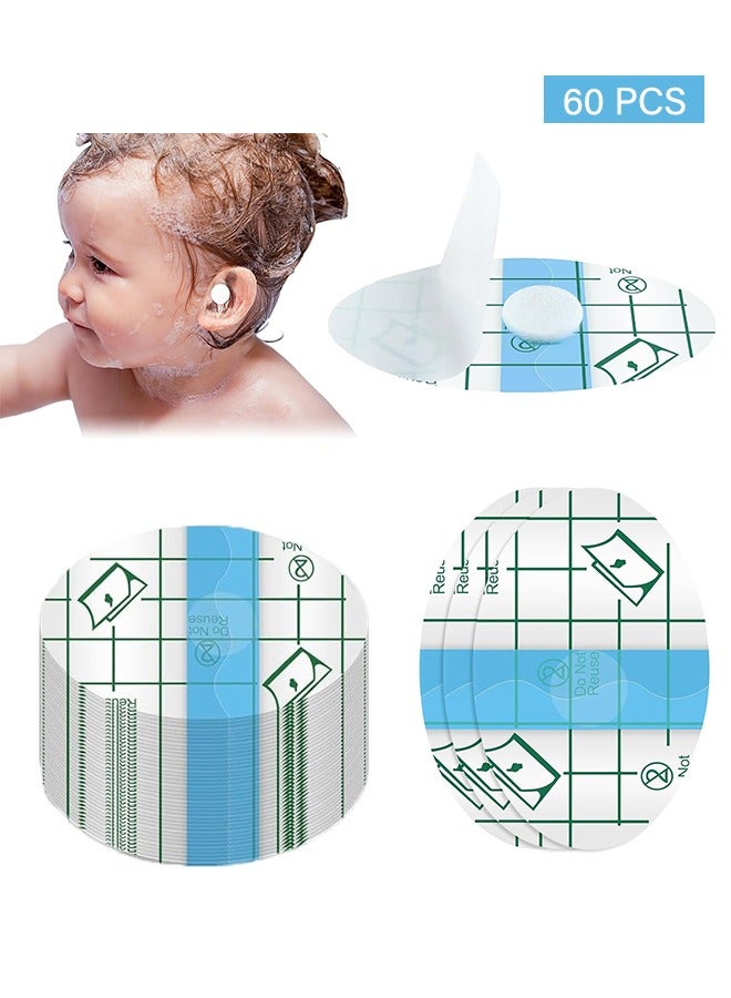 60 PCS Disposable Waterproof Ear Patches, Baby Ear Covers for Swimming Shower Ear Protectors with Soft Cotton, for Shower Surfing Snorkeling and Other Water Sports - Image 1