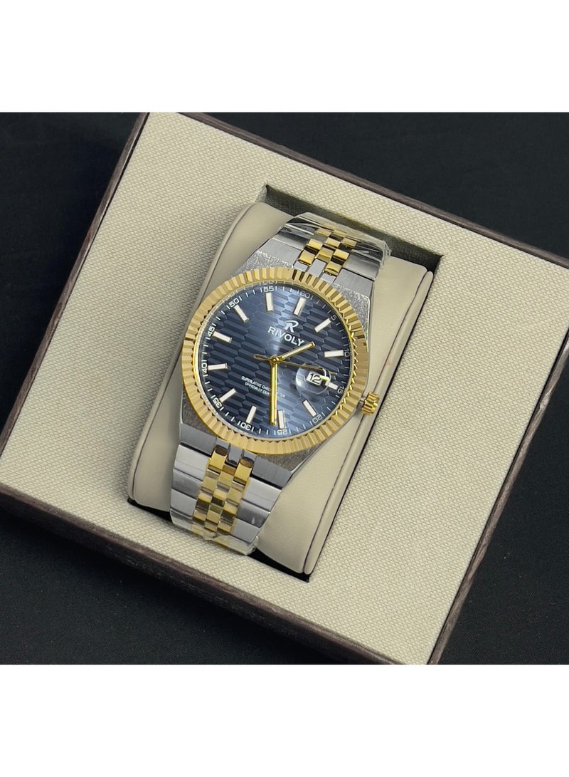 ريفولي ساعة يد للرجال من الستانلس ستيل بعرض انالوج وحركة كوارتز ، سهلة القراءة بتصميم عصري مقاوم للماء، ساعة يد كلاسيكية فاخرة . - Image 1