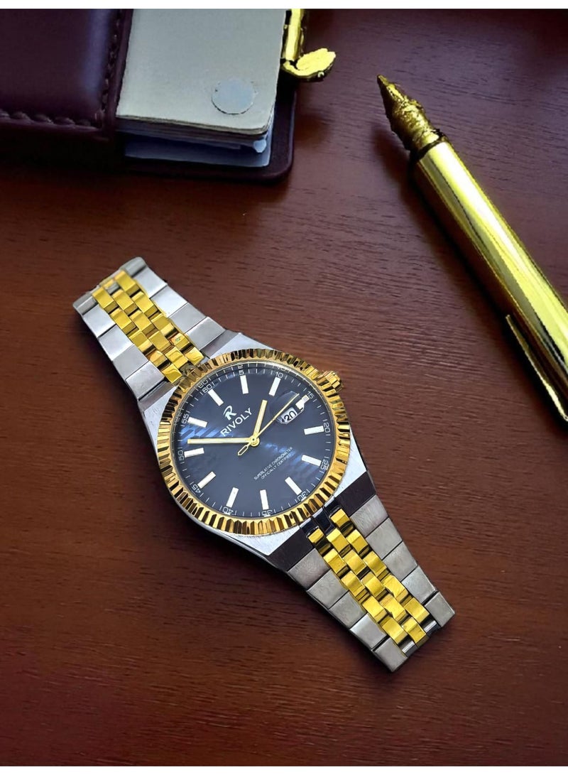 ريفولي ساعة يد للرجال من الستانلس ستيل بعرض انالوج وحركة كوارتز ، سهلة القراءة بتصميم عصري مقاوم للماء، ساعة يد كلاسيكية فاخرة . - Image 5