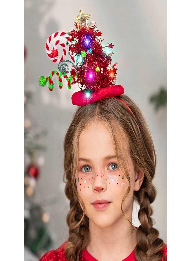 يان طوق رأس على شكل شجرة عيد الميلاد من يان، مزين بزينة شجرة عيد الميلاد، قبعة متوهجة، إكسسوارات أزياء العطلات للنساء والفتيات (عبوة من قطعتين) - Image 2