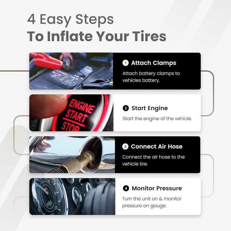 Viair 88P - 00088 مضخة هواء محمولة لتضخيم الإطارات للسيارات والشاحنات وSUV وRV | مضخة ثقيلة 12 فولت 120 PSI، مشبك تمساح، تشكيلة لولبية - Image 4