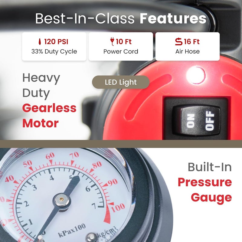 Viair 88P - 00088 مضخة هواء محمولة لتضخيم الإطارات للسيارات والشاحنات وSUV وRV | مضخة ثقيلة 12 فولت 120 PSI، مشبك تمساح، تشكيلة لولبية - Image 3
