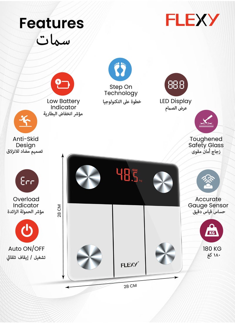 Flexy - Digital Apps Enabled Weighing Scale To Check BMI Fat Water And Muscle Tone - Image 1