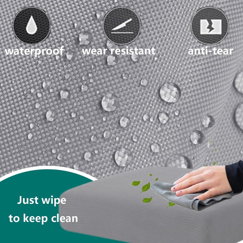 FLYMEI Patio Cushion Covers 25x25x5 Waterproof Outdoor Cushion Cover Replacement 4Packs Outdoor Seat Cushion Slipcover for Outdoor Rattan Chair Sofa, Grey - Image 3