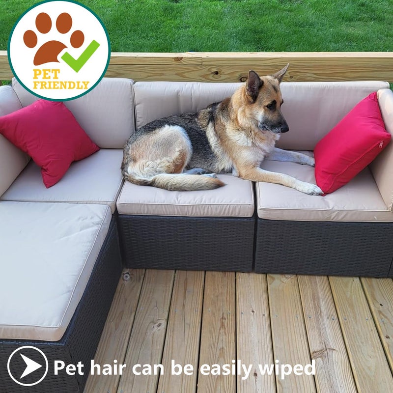 FLYMEI Patio Cushion Covers 25x25x5 Waterproof Outdoor Cushion Cover Replacement 4Packs Outdoor Seat Cushion Slipcover for Outdoor Rattan Chair Sofa, Grey - Image 5