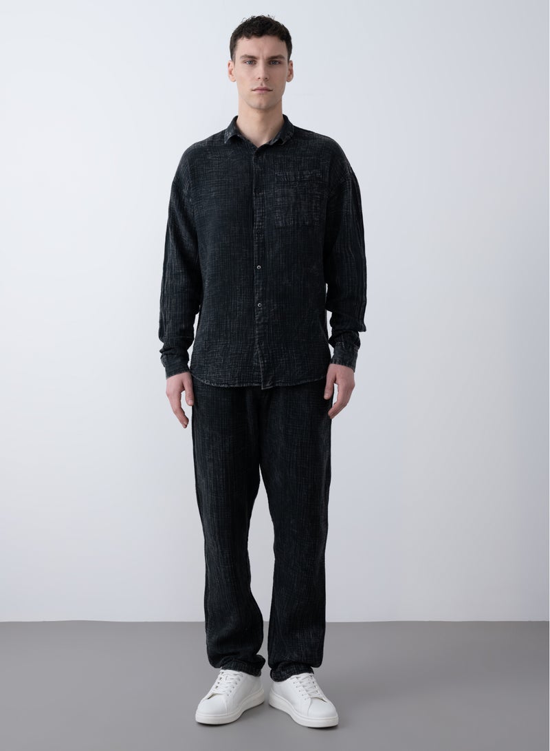 Marrakech Drawstring Casual Trousers for Men – Black - Image 2