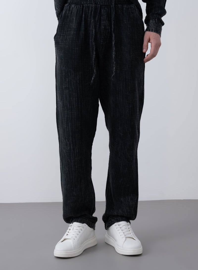 Marrakech Drawstring Casual Trousers for Men – Black - Image 1