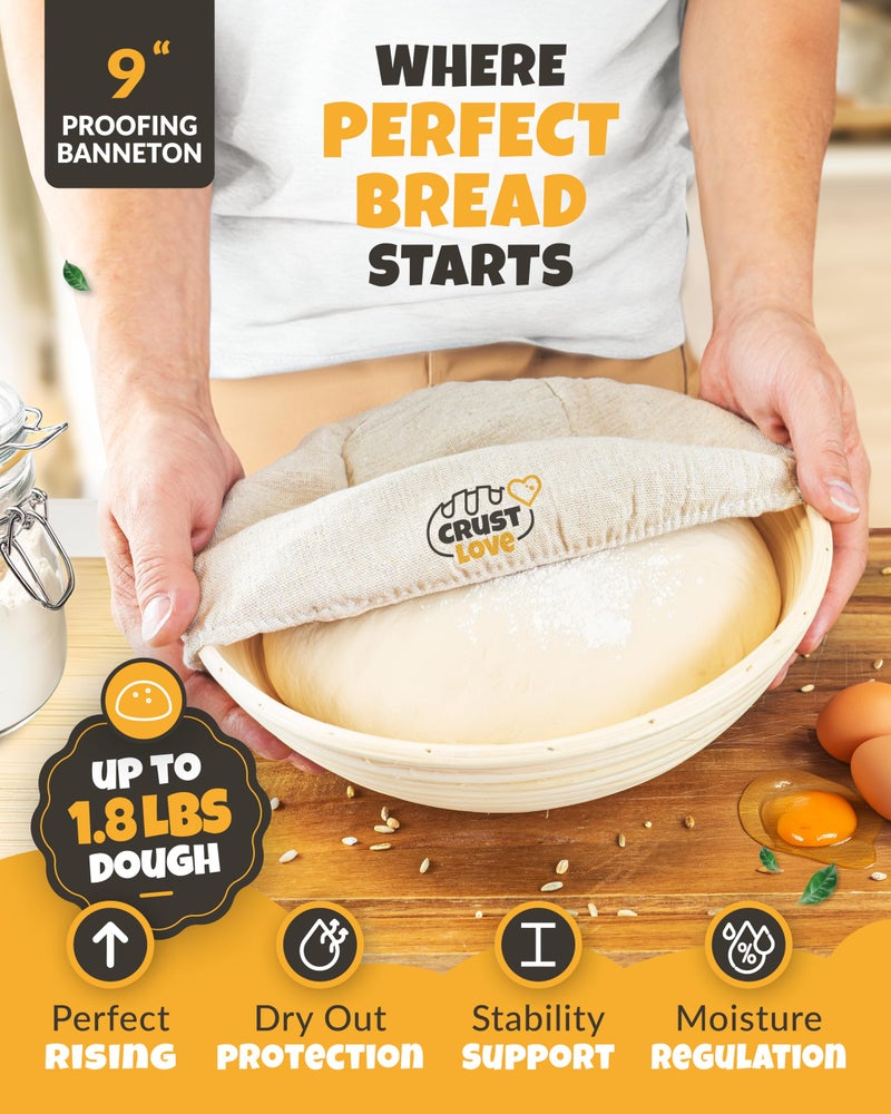CRUSTLOVE Dutch Oven for Bread Baking - incl. Sourdough Bread-Baking Supplies like Banneton Bread-Proofing Basket - 5QT Enameled Cast Iron Bread-Oven with Lid, Baking Pan, Scoring Tool Lame - Image 4