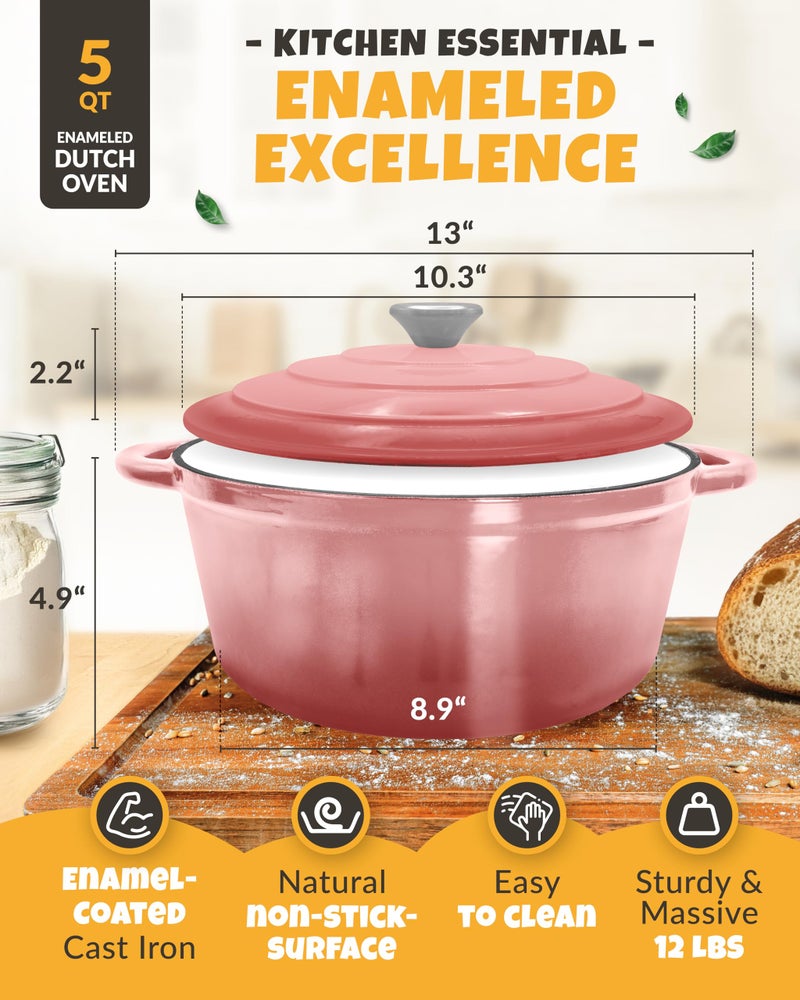 CRUSTLOVE Dutch Oven for Bread Baking - incl. Sourdough Bread-Baking Supplies like Banneton Bread-Proofing Basket - 5QT Enameled Cast Iron Bread-Oven with Lid, Baking Pan, Scoring Tool Lame - Image 3