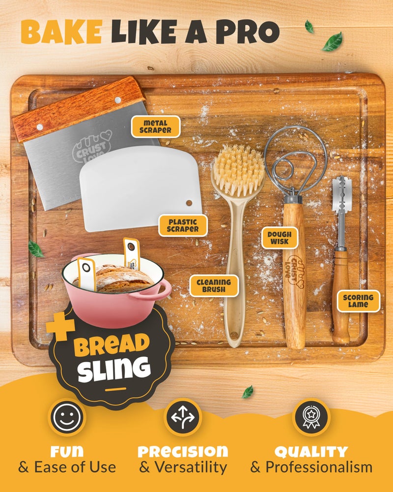 CRUSTLOVE Dutch Oven for Bread Baking - incl. Sourdough Bread-Baking Supplies like Banneton Bread-Proofing Basket - 5QT Enameled Cast Iron Bread-Oven with Lid, Baking Pan, Scoring Tool Lame - Image 5