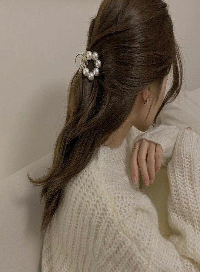Ashkash 2Pcs Elegant Mini White Round Faux Pearl Claw Clip Hair Accessory for Girls & Women - Image 4