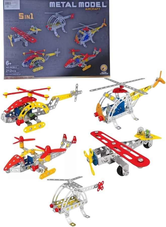 Metal Model Aircraft 5 in 1 Metal Assembly 212 Pieces - X638-3 - Image 1