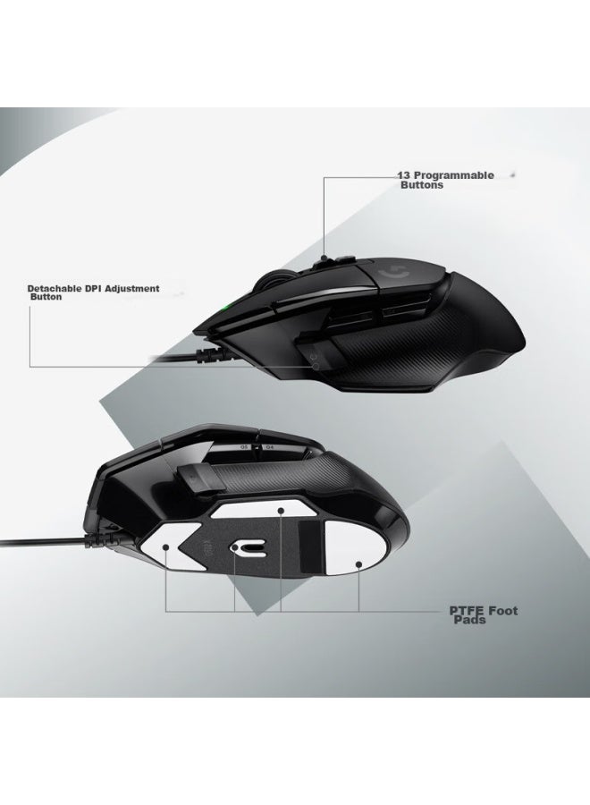 G Logitech G502 X Wired Gaming Mouse, G502 Advanced Wired Version, New Optical-mechanical Hybrid Micro Switch, Hero Engine, Esports Mouse, Black - Image 5