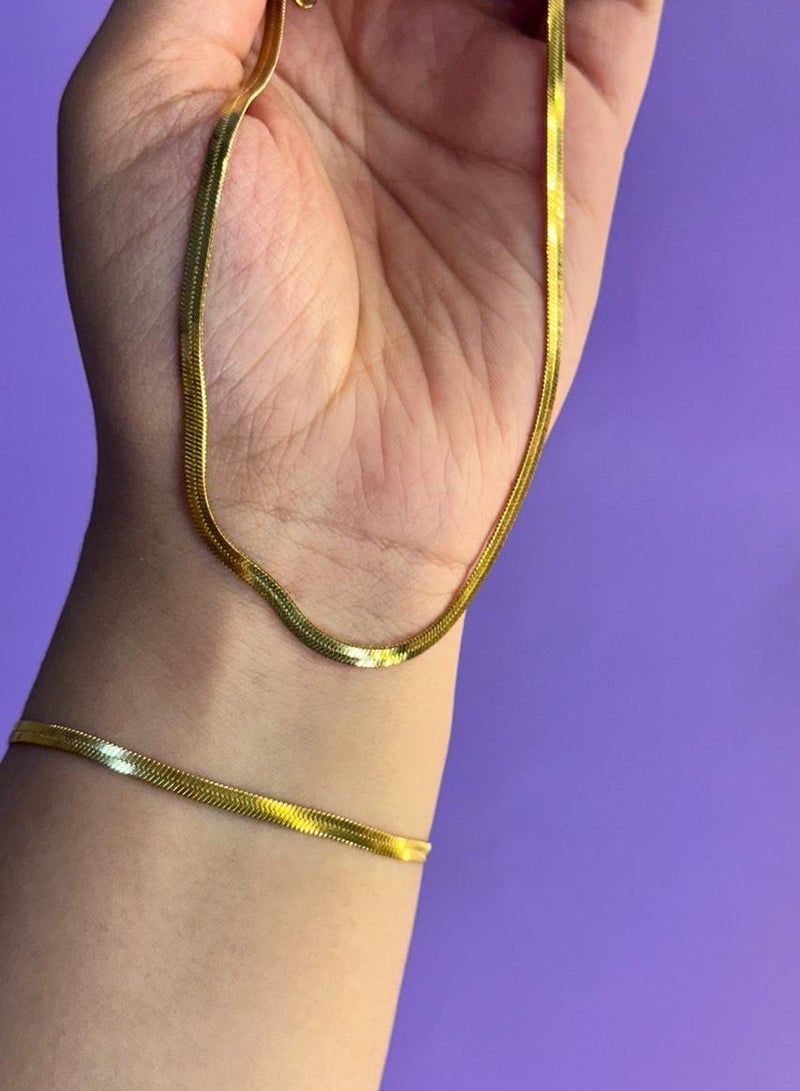 snake chain set pure stainless steel gold plated (necklace-bracelet) gold\  - Image 2