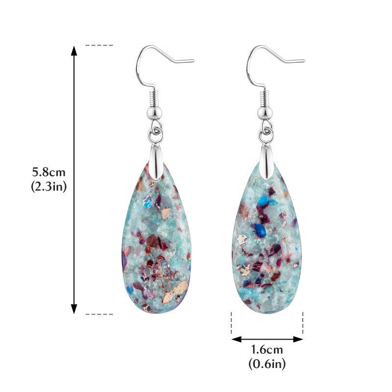 HAISWET Cyan Stone Drop Earrings for Women Teardrop Created Imperial Jasper Dangle Drop Earrings - Image 4