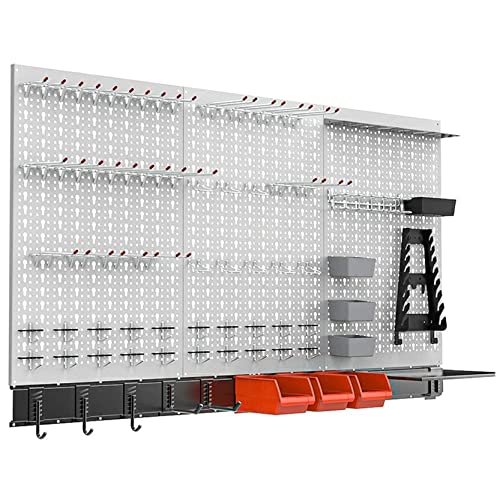 TORACK 109Pcs Pegboard Wall Organizer 4 ft. Garage Metal Pegboard Standard Utility Tool Storage Kit w/Toolboard Hooks & Pegboard Hooks Accessories, Wall Mounted Storage Bins & Shelf - Image 1