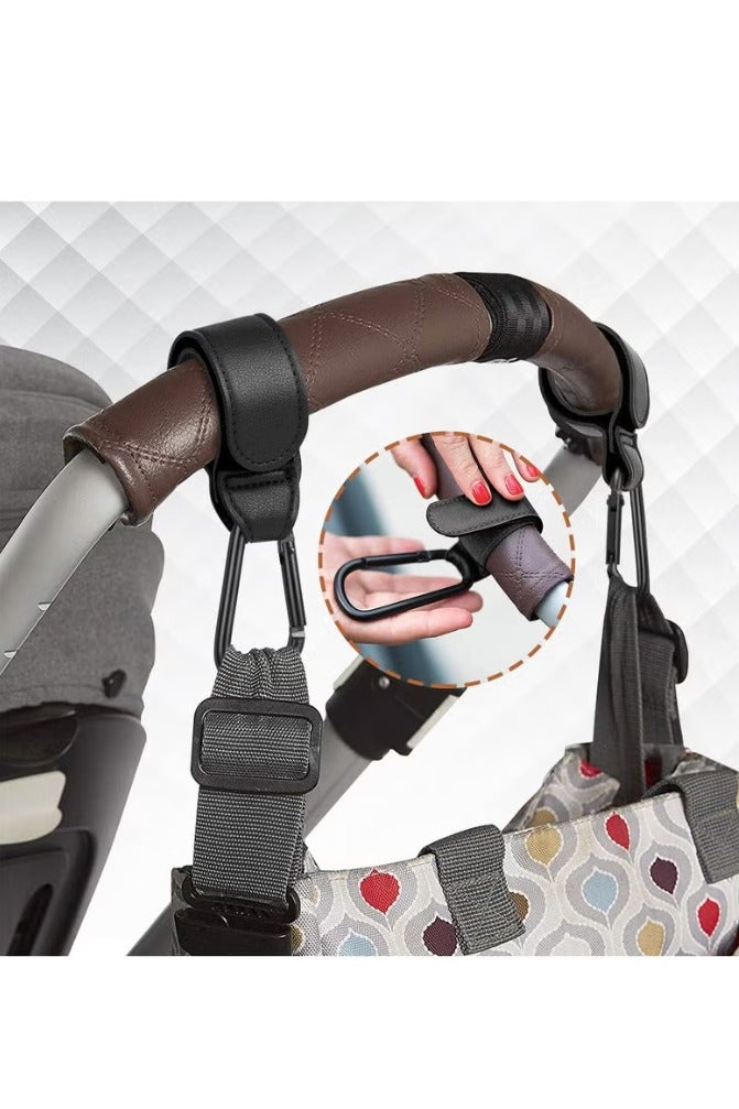 8 حزمة عربة الطفل خطايات، حقيبة خطايات لحقائب الحفاضات المعلقة، الجلد نسيج كرابين عملية قوية أداة محمولة، مناسبة للدراجات، عربات التسوق، عربات الحيوانات الأليفة إلخ - Image 3