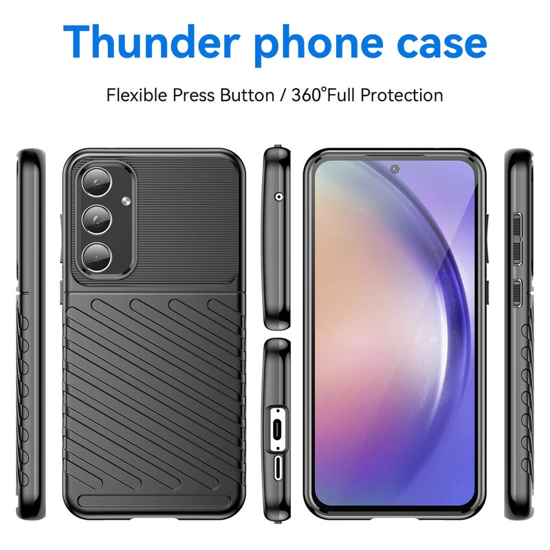 HuHa Case Cover For Samsung Galaxy A55 Thunderbolt Shockproof TPU Phone Case(Black) - Image 2