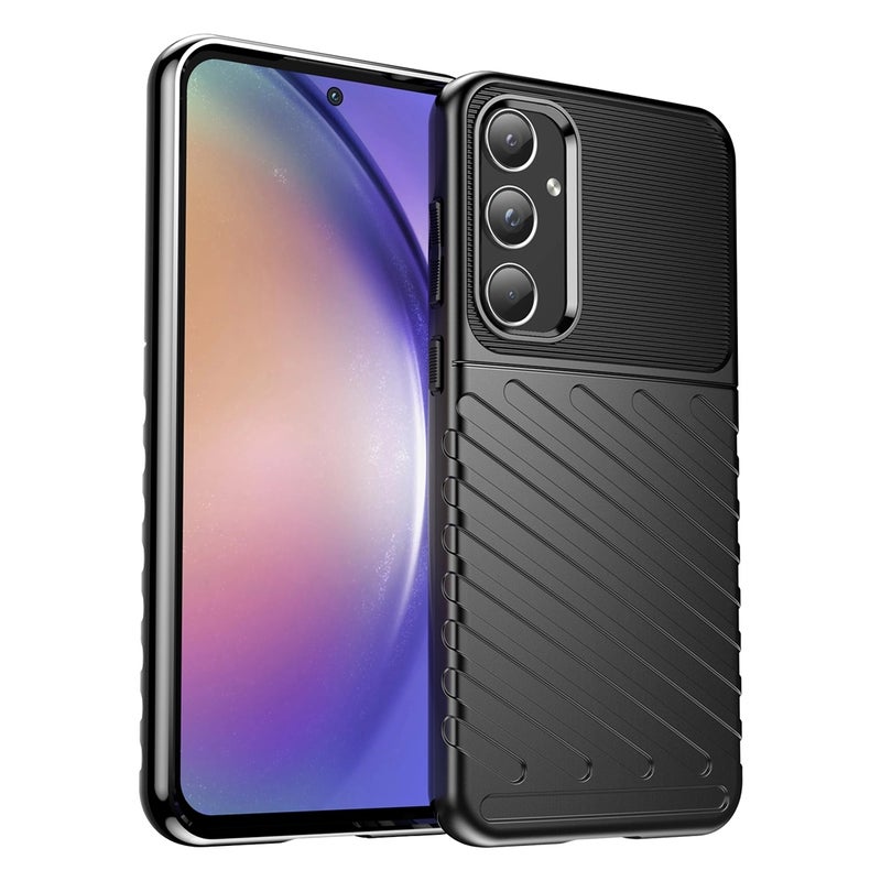 HuHa Case Cover For Samsung Galaxy A55 Thunderbolt Shockproof TPU Phone Case(Black) - Image 1