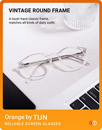 TIJN Blue Light Blocking Glasses,Vintage Round Frame Eyeglasses,Anti-Glare Computer Glasse,Screen Fatigue & UV Protection - Image 3