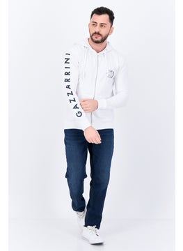 Gazzarrini Men Brand Logo Long Sleeves Hoodie, White  - Image 4