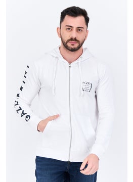 Gazzarrini Men Brand Logo Long Sleeves Hoodie, White  - Image 1
