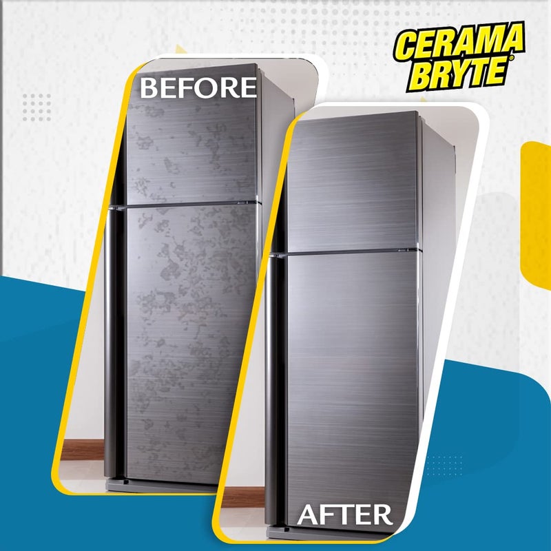 Cerama Bryte بخاخ تلميع الفولاذ المقاوم للصدأ من سيراما برايت، لمعان خالي من الخطوط، تنظيف وحماية، تركيبة عالية القوة. 16 أونصة سائلة (عبوة من 1) - Image 3