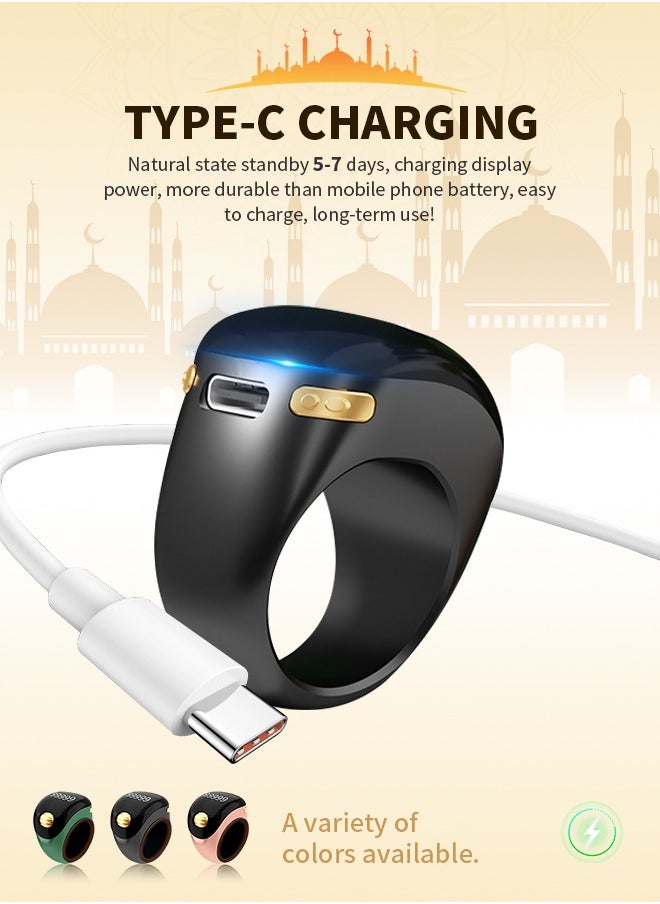 Generic - Tasbeeh Ring, Roller Smart Counter with Adjustable Silicone Ring, Vibration Reminder, Suitable for Comfortable and Efficient Prayer - Image 1