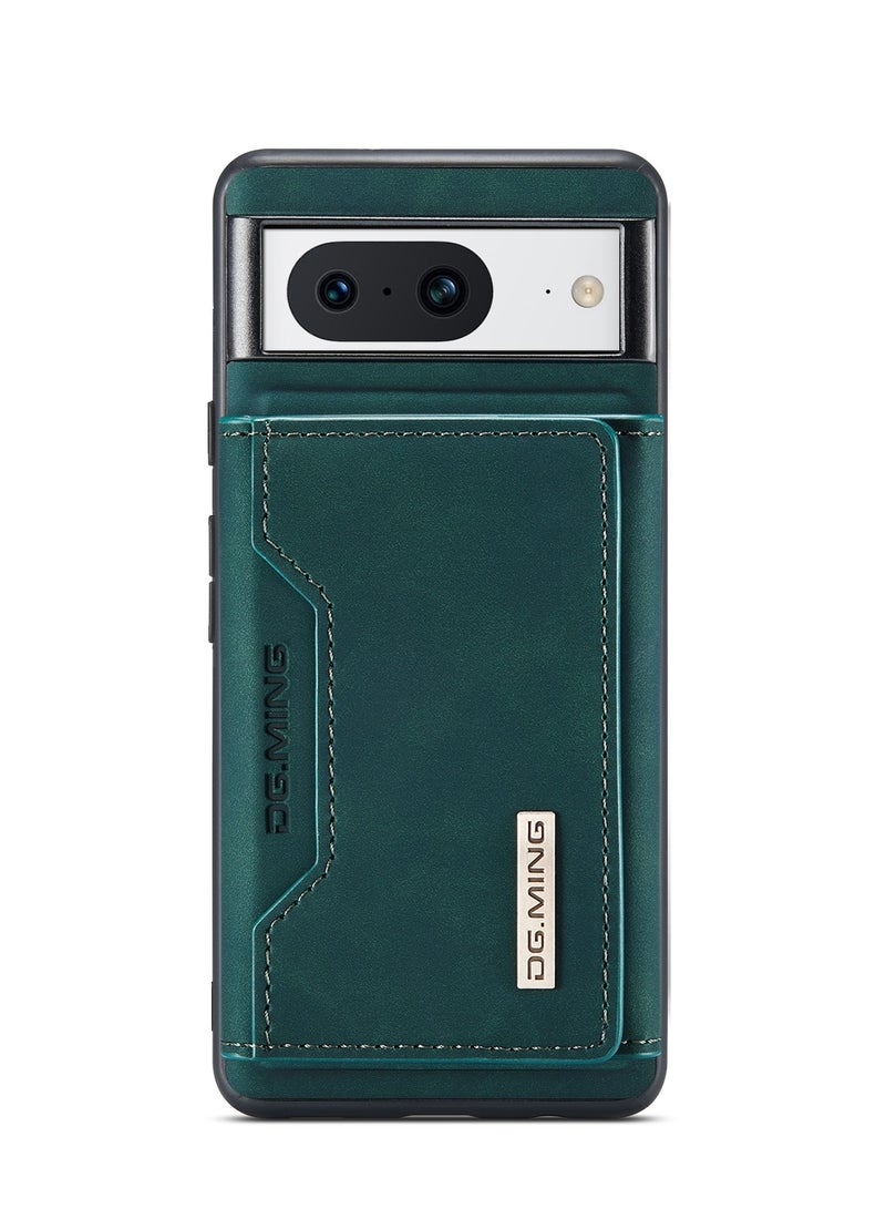 DGMING Wallet Case for Google Pixel 8, DG.MING Premium Leather Phone Case Back Cover Magnetic Detachable with Trifold Wallet Card Holder Pocket (Green) - Image 4