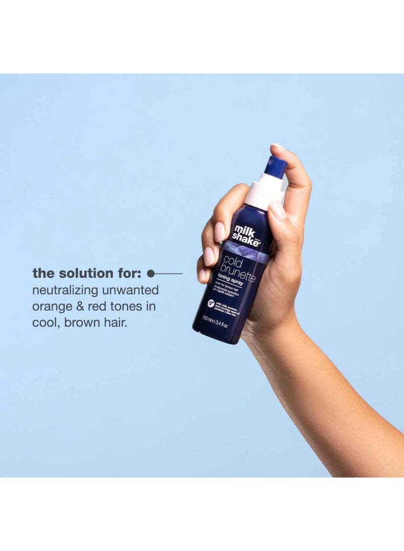 Milk Shake بخاخ تنغيم للشعر البني مع صبغة زرقاء - يوازن درجات الأحمر والبرتقالي الدافئة، يرطب ويقوي للحصول على لون أعمق وأبرد (100 مل) - Image 3