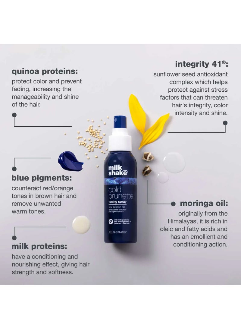 Milk Shake بخاخ تنغيم للشعر البني مع صبغة زرقاء - يوازن درجات الأحمر والبرتقالي الدافئة، يرطب ويقوي للحصول على لون أعمق وأبرد (100 مل) - Image 5