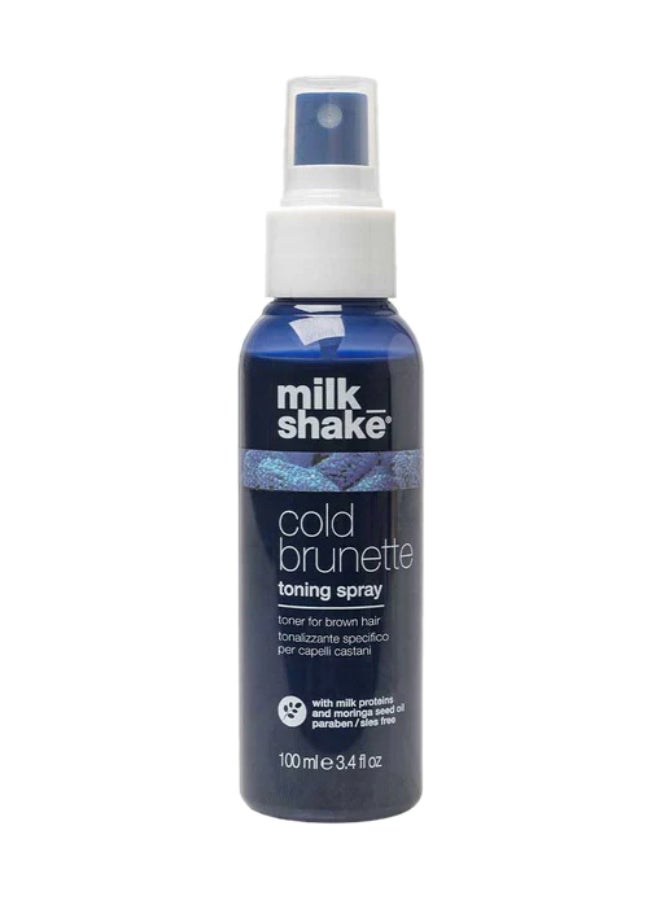 Milk Shake Toning Spray for Brunette Hair with Blue Pigment - Neutralizes Warm Red & Orange Tones, Hydrates & Strengthens for a Cooler, Deeper Hue (100 ml) - Image 1