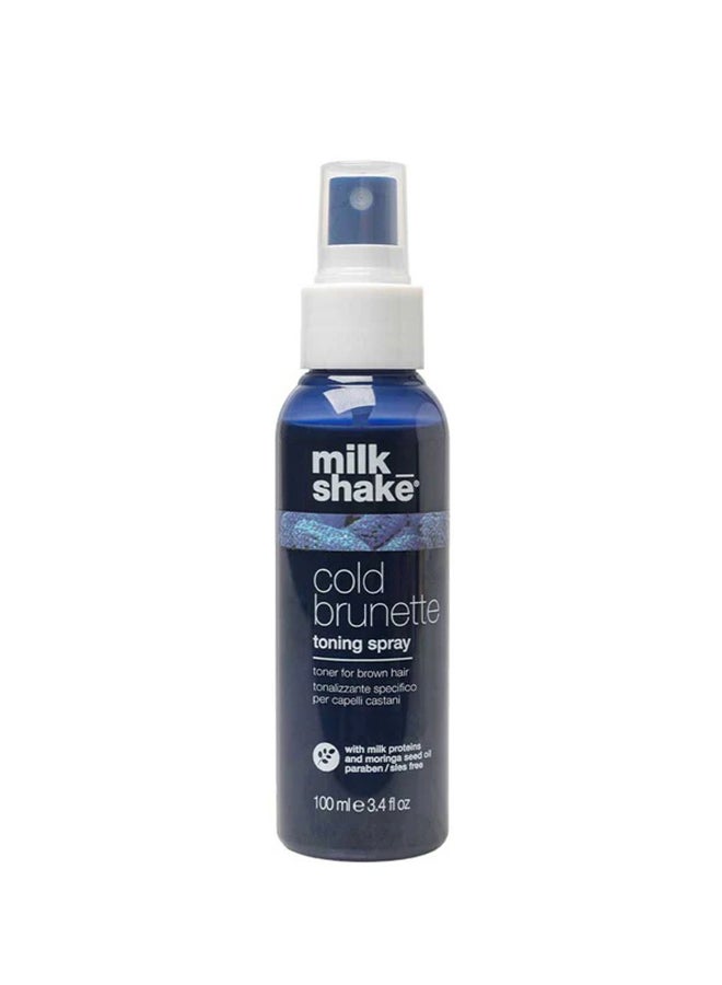 Milk Shake Toning Spray for Brunette Hair with Blue Pigment - Neutralizes Warm Red & Orange Tones, Hydrates & Strengthens for a Cooler, Deeper Hue (100 ml) - Image 1