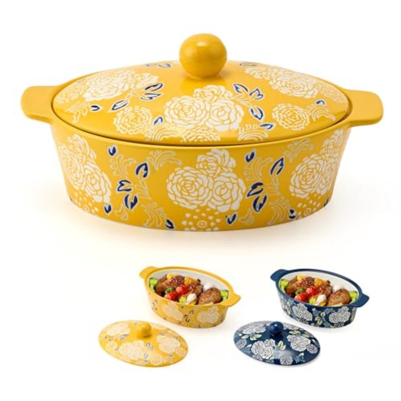 Ceramic Casserole Dish With Lid, Casserole Dishes for Oven, Baking Dish Lasagna Pans For Cooking, Oval Baking Pan, Dutch Oven, Perfect for Bread Baking and Serving, Housewarming, Christmas - Image 1
