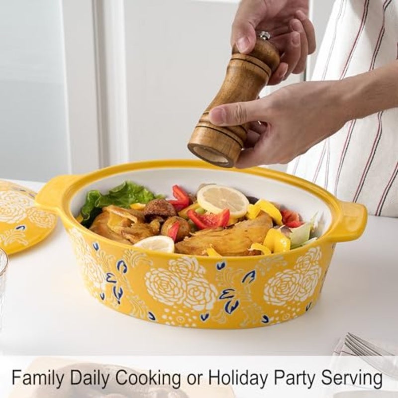 Ceramic Casserole Dish With Lid, Casserole Dishes for Oven, Baking Dish Lasagna Pans For Cooking, Oval Baking Pan, Dutch Oven, Perfect for Bread Baking and Serving, Housewarming, Christmas - Image 5