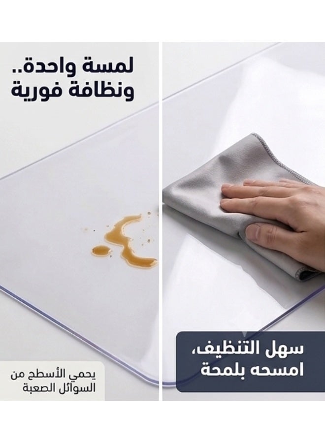 مفرش حماية شفاف للطاولات PVC مقاس 80 × 110 سم – سماكة 1 مم – مقاوم للماء والخدوش والحرارة الخفيفة – سهل التنظيف ومرن لجميع الأسطح - Image 3