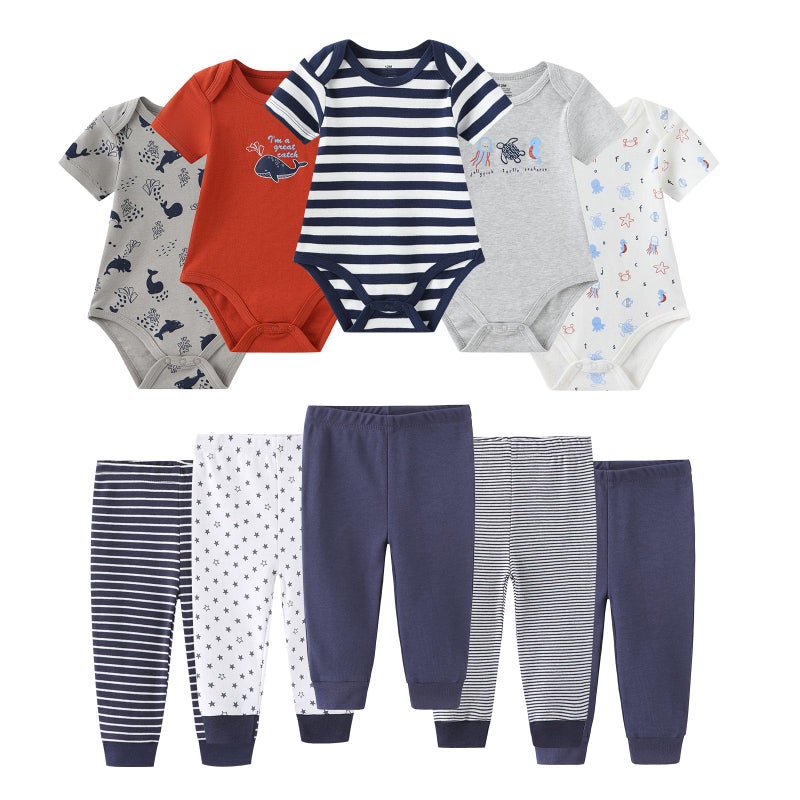 Ruliby Baby Boy Bodysuit and Pant Set Cotton Soft Newborn Clothes Outfits 912 month - Image 2