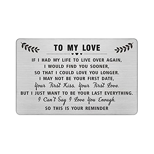 DEGASKEN Valentines Day Gifts for Men Him, To My Love Wallet Card, I Love You Gifts for Him Her, I Cant Say I Love You Enough So This Is Your Reminder, Anniverary Gifts for Men Husband - Image 1