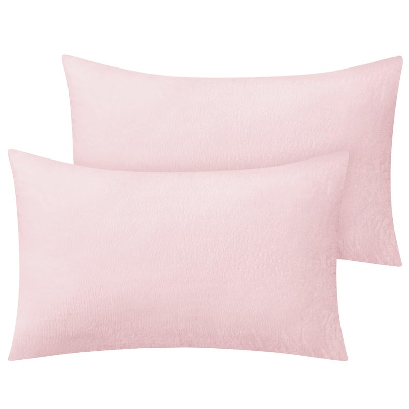 BEDELITE Flannel Pillowcases Standard Set of 2  Super Soft Fleece Pillow Case Cover with Zipper for Bedroom  Sofa  Couch Luxury Cozy Fuzzy Velvet Pillow Shams for All Seasons(20x26 Inches  Pink) - Image 1