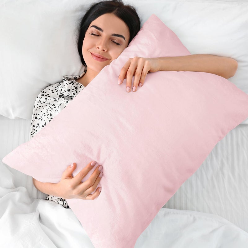 BEDELITE Flannel Pillowcases Standard Set of 2  Super Soft Fleece Pillow Case Cover with Zipper for Bedroom  Sofa  Couch Luxury Cozy Fuzzy Velvet Pillow Shams for All Seasons(20x26 Inches  Pink) - Image 5