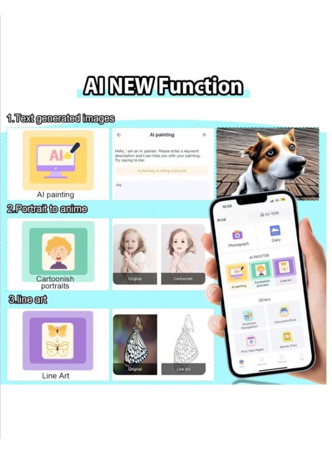 Convenient Rechargeable Printer, Bluetooth Connection, Photo, Receipt, And Incorrect Question Printing - Image 5