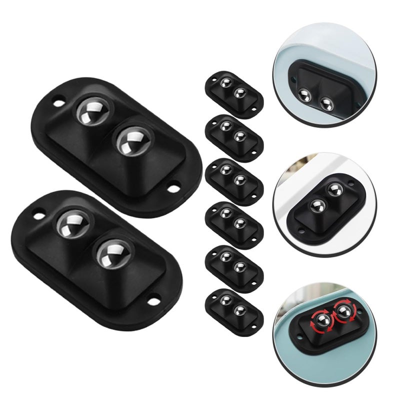 8Pcs Black Swivel Caster Wheels For Storage Boxes Appliances Smooth Silent Movement - Image 3